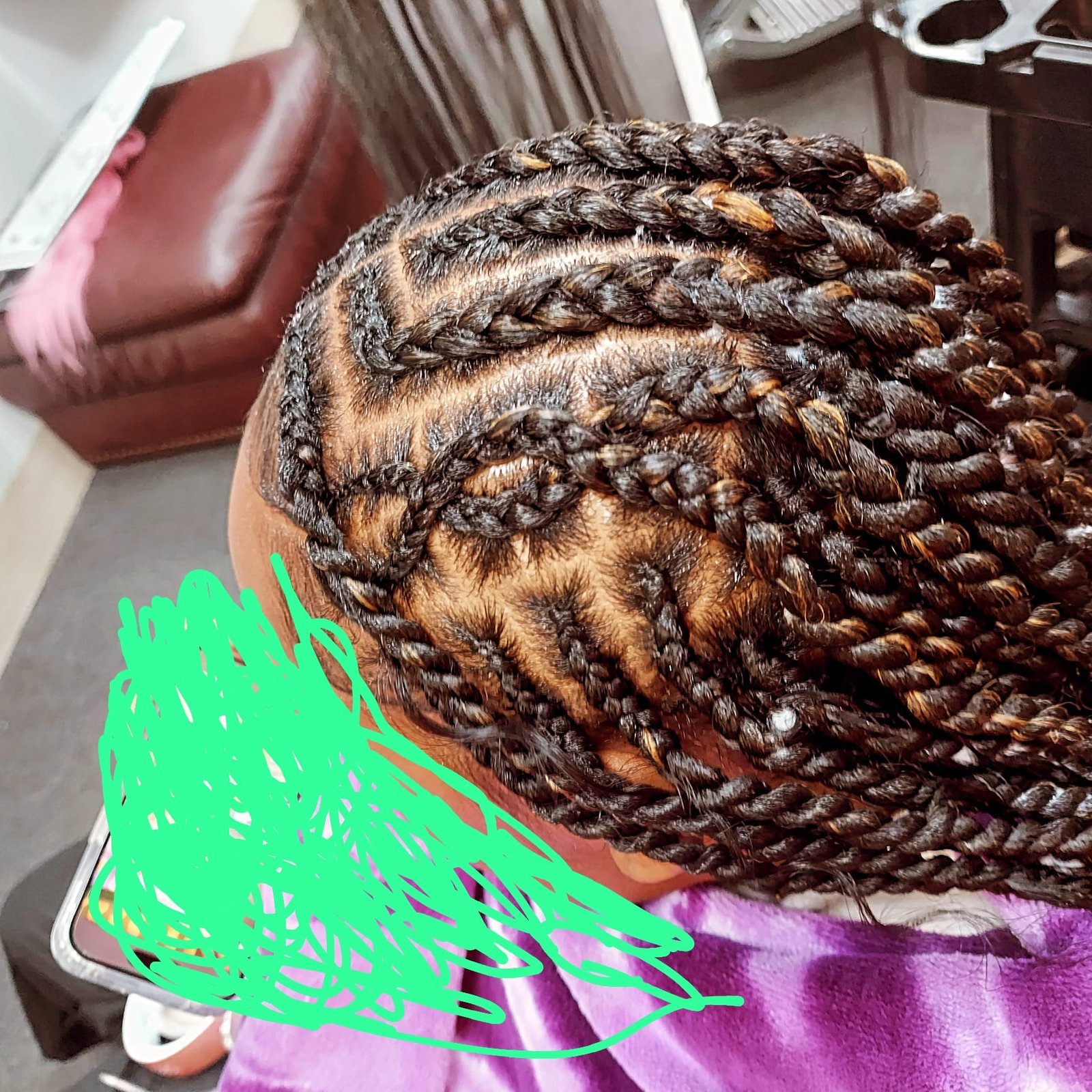 CORNROWS IN FRONT TWIST IN BACK